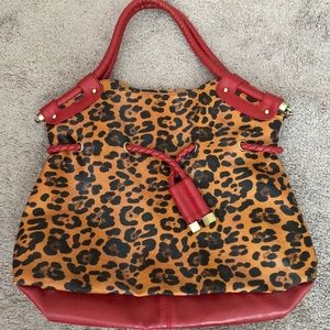 Red and Leopard print bag